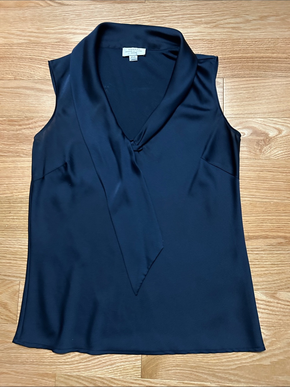 Tahari ASL Navy Tie-Neck Sleeveless Camisole